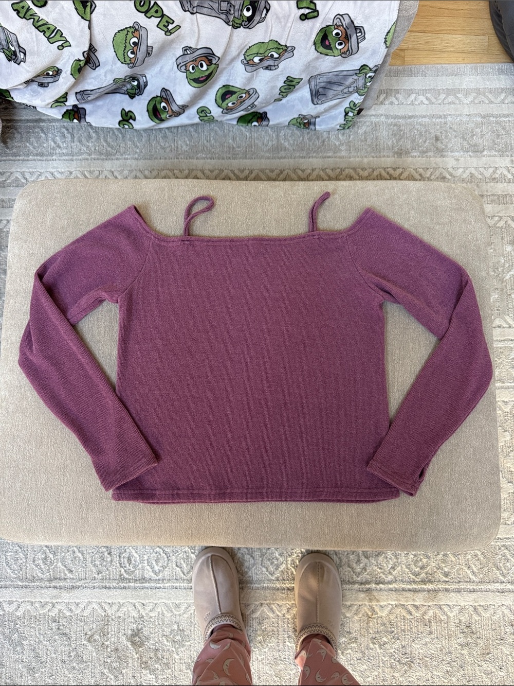 Women's purple Knit Cold-Shoulder Tank Top